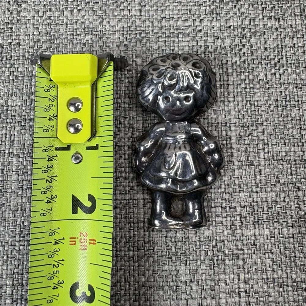 Taxco Mexico 925 Sterling Silver Rag Doll Girl Pendant Slide Vintage Folk Art